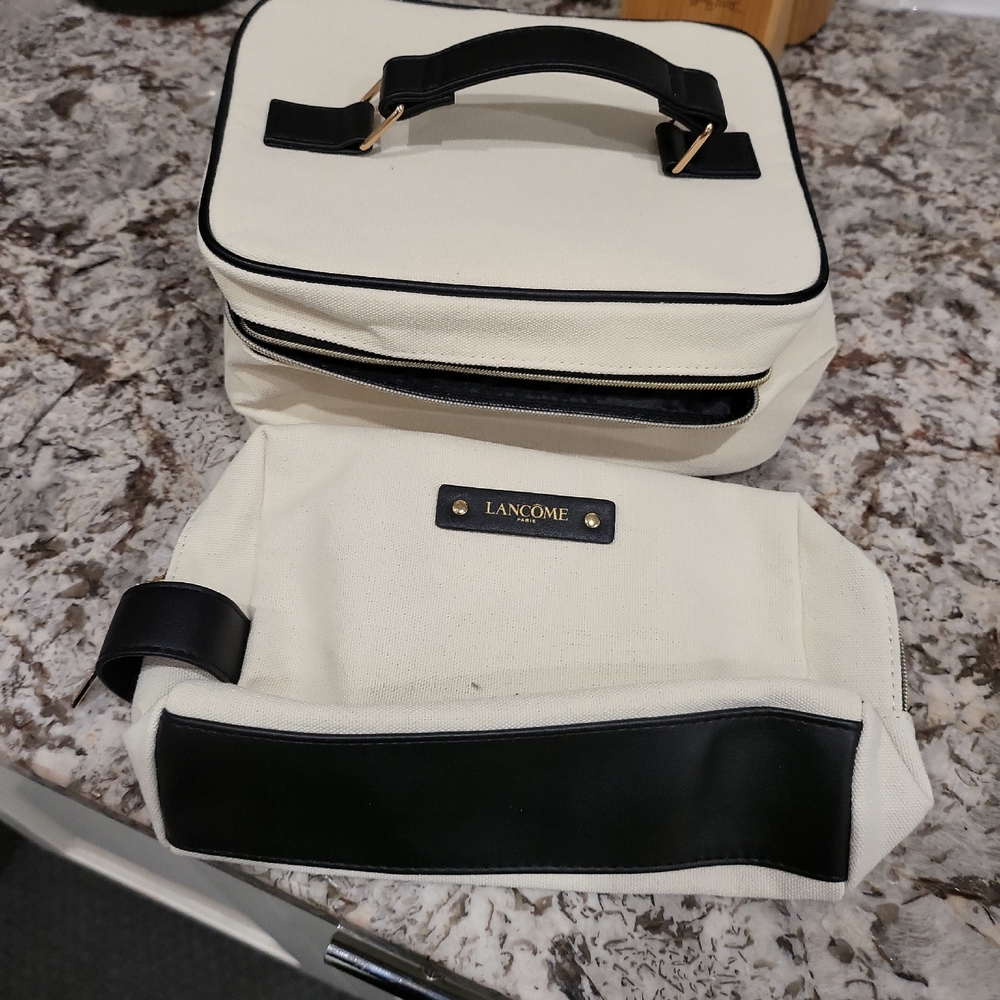 Lancome Cream and Black Accessory Set